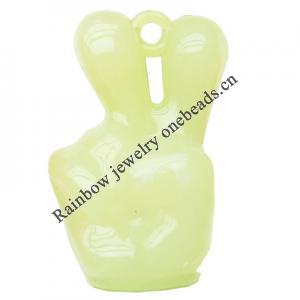 Imitate Jade Acrylic Pendant, Hand, 46x27mm, Hole: Approx 3.5mm，Sold by Bag 