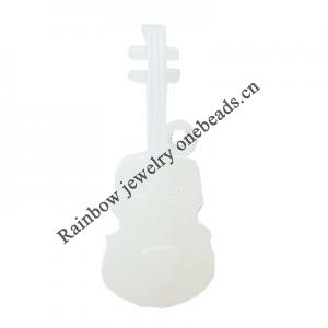 Imitate Jade Acrylic Pendant, Guitar, 50x20mm, Hole: Approx 3.5mm，Sold by Bag 