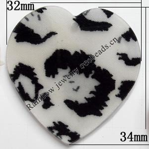 Acrylic Pendants, Heart, 32x34mm, Hole:1mm, Sold by Bag