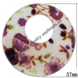 Inner Flower, Acrylic Pendants, Flat Round, 37mm, Hole:1mm, Sold by Bag