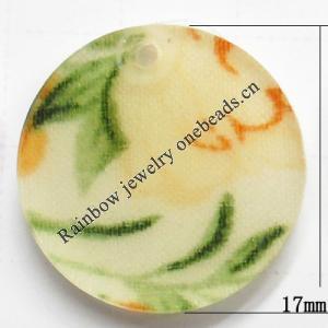 Inner Flower, Acrylic Pendants, Flat Round, 17mm, Hole:1mm, Sold by Bag