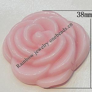 Resin Cabochons, NO Hole Headwear & Costume Accessory, Flower, About 38mm in diameter, Sold by Bag