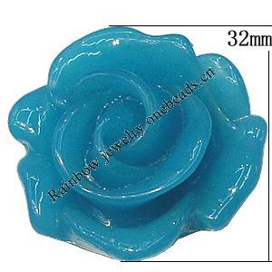 Resin Cabochons, NO Hole Headwear & Costume Accessory, Flower, About 32mm in diameter, Sold by Bag