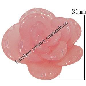 Resin Cabochons, NO Hole Headwear & Costume Accessory, Flower, About 31mm in diameter, Sold by Bag