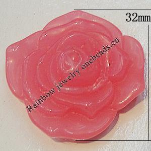 Resin Cabochons, NO Hole Headwear & Costume Accessory, Flower, About 32mm in diameter, Sold by Bag