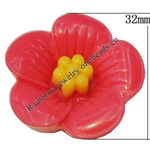 Resin Cabochons, NO Hole Headwear & Costume Accessory, Flower, About 32mm in diameter, Sold by Bag
