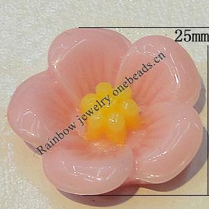 Resin Cabochons, NO Hole Headwear & Costume Accessory, Flower, About 25mm in diameter, Sold by Bag