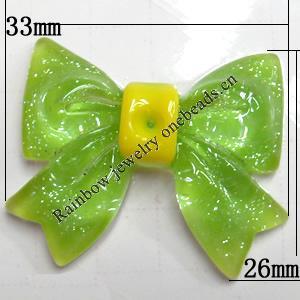 Resin Cabochons, No Hole Headwear & Costume Accessory, Bowknot, The other side is Flat 33x26mm, Sold by Bag