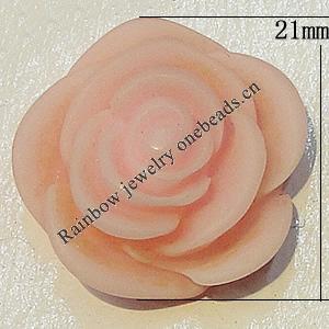 Resin Cabochons, NO Hole Headwear & Costume Accessory, Flower, About 21mm in diameter, Sold by Bag