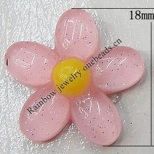 Resin Cabochons, NO Hole Headwear & Costume Accessory, Flower, About 18mm in diameter, Sold by Bag