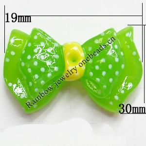 Resin Cabochons, No Hole Headwear & Costume Accessory, Bowknot, The other side is Flat 30x19mm, Sold by Bag