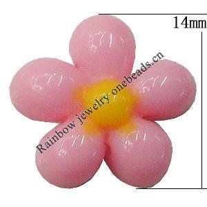 Resin Cabochons, NO Hole Headwear & Costume Accessory, Flower, About 14mm in diameter, Sold by Bag