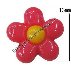 Resin Cabochons, NO Hole Headwear & Costume Accessory, Flower, About 13mm in diameter, Sold by Bag