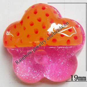 Resin Cabochons, No Hole Headwear & Costume Accessory, Flower, The other side is Flat 19mm, Sold by Bag