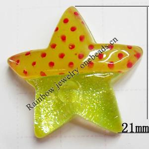 Resin Cabochons, No Hole Headwear & Costume Accessory, Star, The other side is Flat 21mm, Sold by Bag