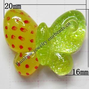 Resin Cabochons, No Hole Headwear & Costume Accessory, Butterfly, The other side is Flat 20x16mm, Sold by Bag