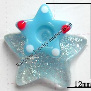 Resin Cabochons, No Hole Headwear & Costume Accessory, Star, The other side is Flat 12mm, Sold by Bag