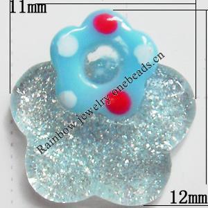 Resin Cabochons, No Hole Headwear & Costume Accessory, Flower, The other side is Flat 11x12mm, Sold by Bag