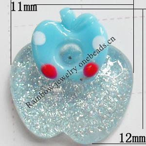 Resin Cabochons, No Hole Headwear & Costume Accessory, Apple, The other side is Flat 11x12mm, Sold by Bag