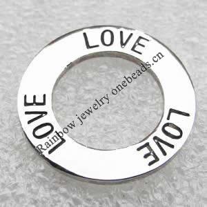 Zinc Alloy Message Pendant, Nickel-free and Lead-free, Ring Charm with One Side Word, Donut, 30mm, Sold by PC