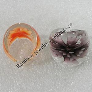 Lampwork Glass Rings Mix Color, Ring size:17-19mm, Sold by Box