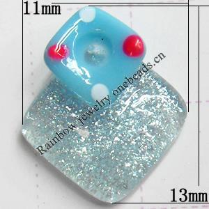 Resin Cabochons, No Hole Headwear & Costume Accessory, Diamond, The other side is Flat 11x13mm, Sold by Bag