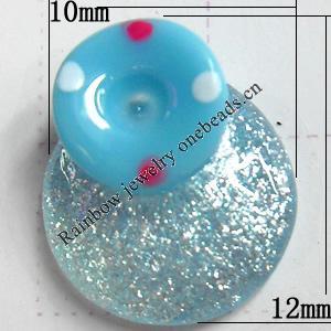 Resin Cabochons, No Hole Headwear & Costume Accessory, Round, The other side is Flat 10x12mm, Sold by Bag