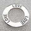 Zinc Alloy Message Pendant, Nickel-free and Lead-free, Ring Charm with One Side Word, Donut, 40mm, Sold by PC