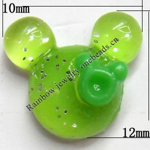 Resin Cabochons, No Hole Headwear & Costume Accessory, Animal Head, The other side is Flat 10x12mm, Sold by Bag