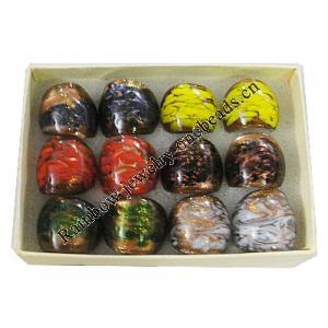 Lampwork Glass Rings Mix Color, Ring size:17-19mm, Sold by Box