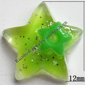 Resin Cabochons, No Hole Headwear & Costume Accessory, Star, The other side is Flat 12x12mm, Sold by Bag