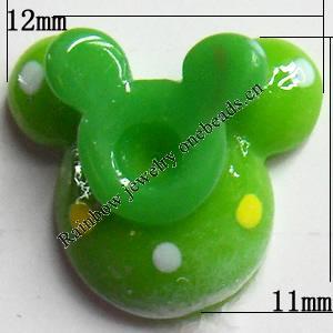 Resin Cabochons, No Hole Headwear & Costume Accessory, Animal Head, The other side is Flat 12x11mm, Sold by Bag