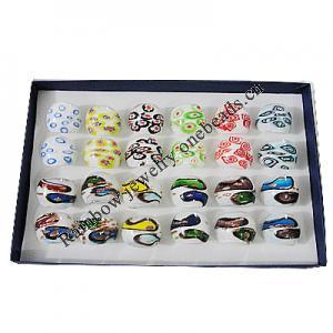 Lampwork Glass Rings Mix Color, Ring size:17-19mm, Sold by Box