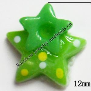 Resin Cabochons, No Hole Headwear & Costume Accessory, Star, The other side is Flat 12x12mm, Sold by Bag