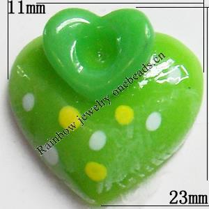 Resin Cabochons, No Hole Headwear & Costume Accessory, Heart, The other side is Flat 11x12mm, Sold by Bag