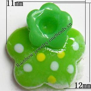 Resin Cabochons, No Hole Headwear & Costume Accessory, Flower, The other side is Flat 11x12mm, Sold by Bag