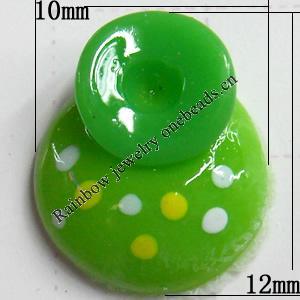 Resin Cabochons, No Hole Headwear & Costume Accessory, Round, The other side is Flat 10x12mm, Sold by Bag