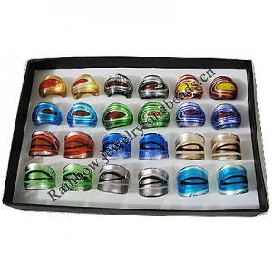 Lampwork Glass Rings Mix Color, Ring size:17-19mm, Sold by Box