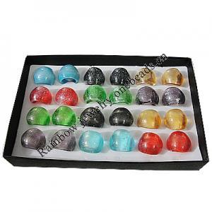Lampwork Glass Rings Mix Color, Ring size:17-19mm, Sold by Box