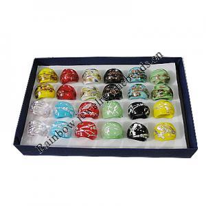 Lampwork Glass Rings Mix Color, Ring size:17-19mm, Sold by Box