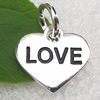 Zinc Alloy Message Pendant, Nickel-free and Lead-free, The Charm with One Side Word, Heart, 10x12mm, Sold by PC