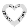 Zinc Alloy Message Pendant, Nickel-free and Lead-free, The Charm with One Side Word,Heart,20x22mm, Sold by PC
