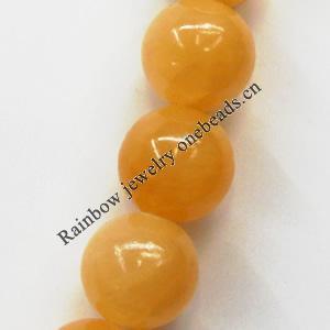Natural Gemstone Jade Beads, Round 18mm Hole:About 1-1.5mm, Sold per 16-inch Strand