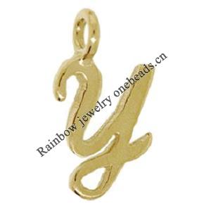 Zinc Alloy Alphabet Pendant, Gold Color, Nickel-free and Lead-free, Script Alphabet Charm A-Z, Approx 10x5mm, Sold by PC