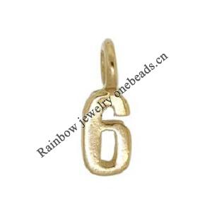 Zinc Alloy Number Pendant, Platina Plated, Nickel-free and Lead-free, Number Charm 0-9, Approx 9x3mm, Sold by PC