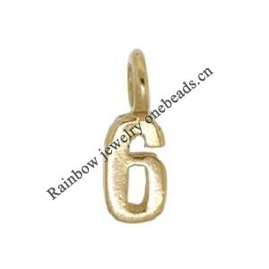 Zinc Alloy Number Pendant, Silver Color, Nickel-free and Lead-free, Number Charm 0-9, Approx 9x3mm, Sold by PC