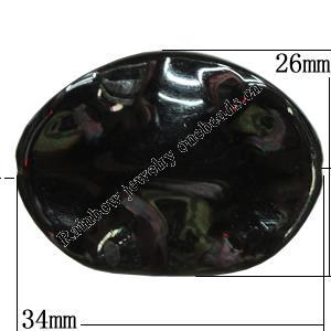 Acrylic Beads Plated AB, Twist Flat Oval 34x26mm Hole:2mm, Sold by Bag