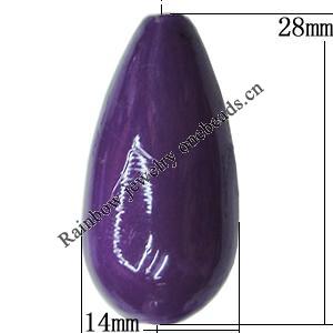 Acrylic Beads Plated AB, Teardrop 28x14mm Hole:2.5mm, Sold by Bag