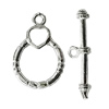 Copper Toggle Clasps Jewelry Findings Lead-free Platina Plated, Loop:20x13mm Bar:23mm Hole:2mm, Sold by Bag