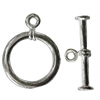 Copper Toggle Clasps Jewelry Findings Lead-free Platina Plated, Loop:20x15mm Bar:20mm Hole:2mm, Sold by Bag
